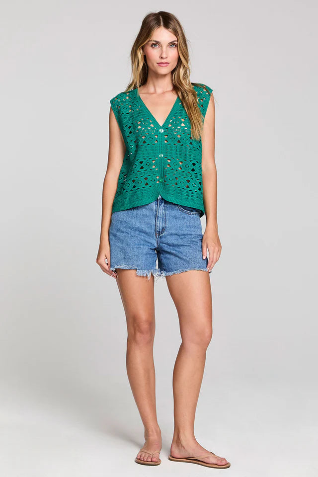 SALTWATER LUXE CHELSEE CROCHET VEST - JADE