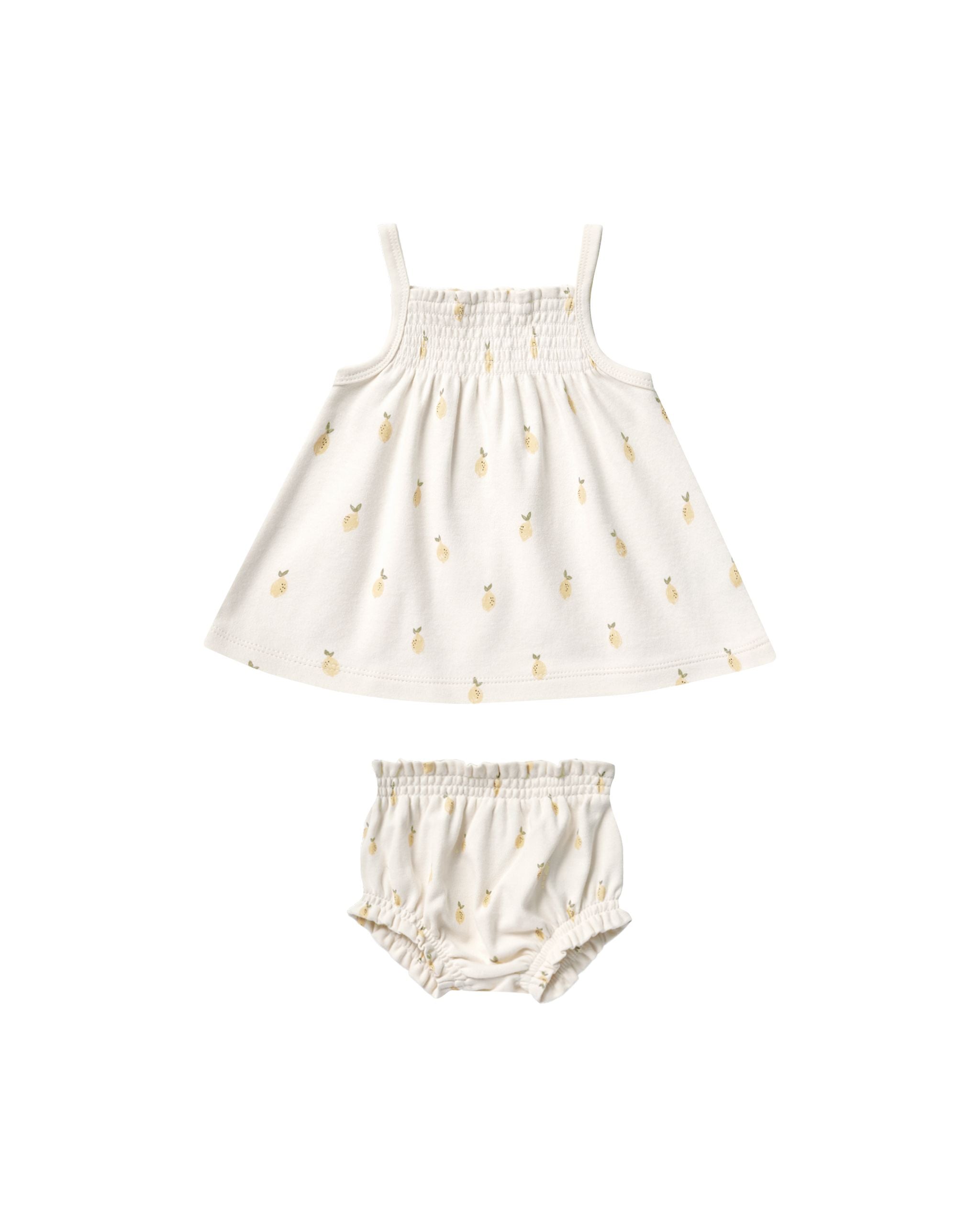 QUINCY MAE SMOCKED TANK + BLOOMERS SET - LEMONS