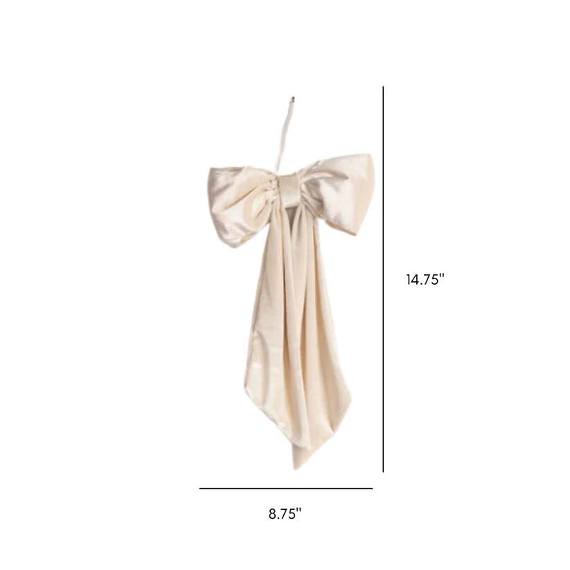 VELVET FABRIC BOW - CREAM