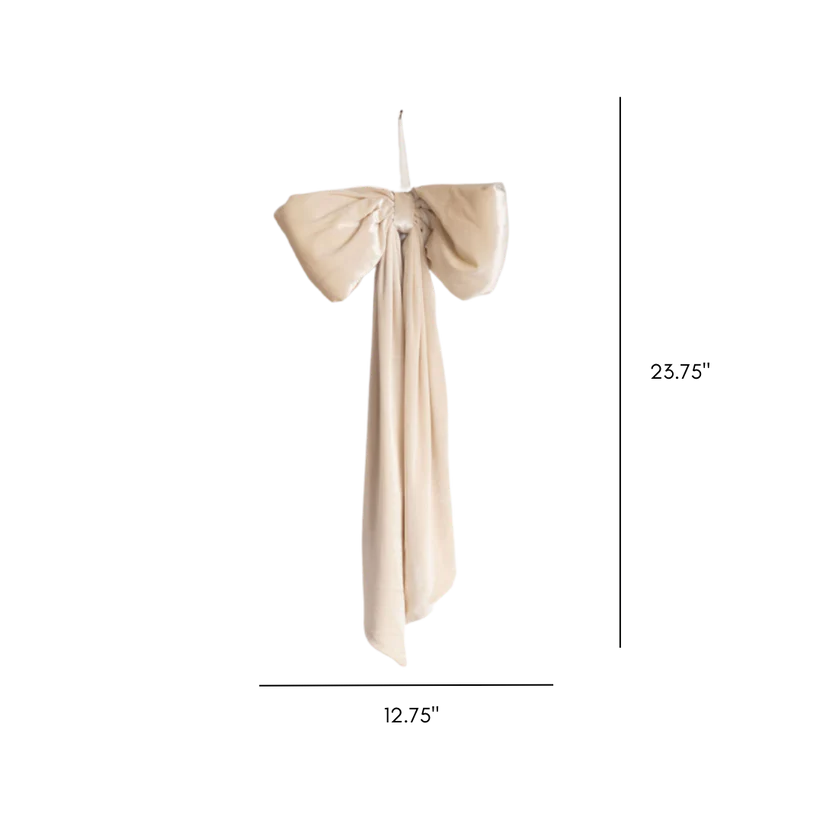 VELVET FABRIC BOW - CREAM
