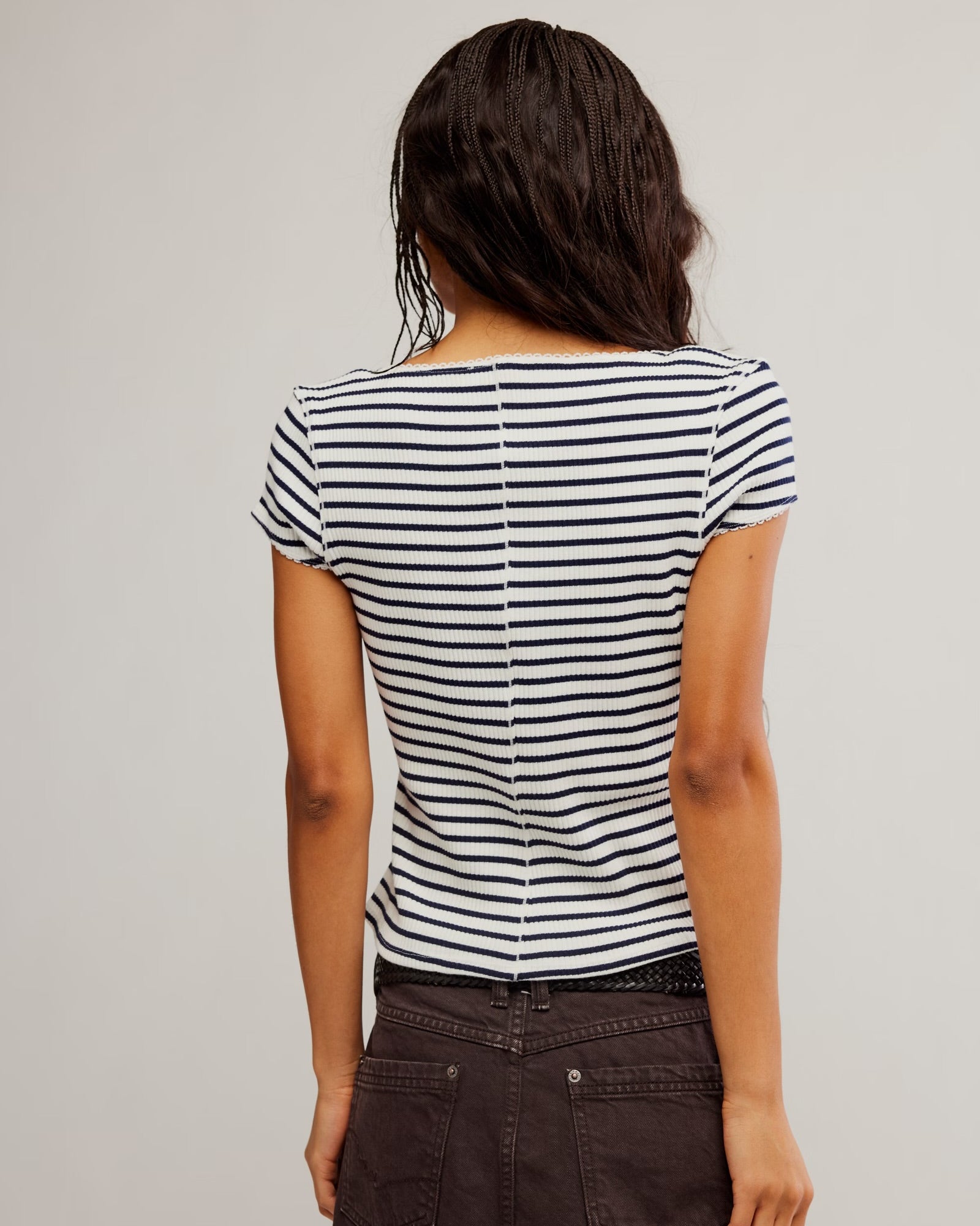 FREE PEOPLE MOST WANTED STRIPED CARDI - BLACK WHITE