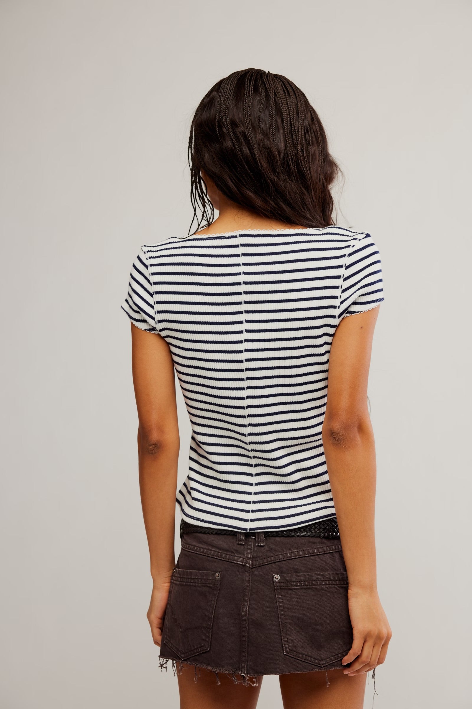FREE PEOPLE MOST WANTED STRIPED CARDI - BLACK WHITE