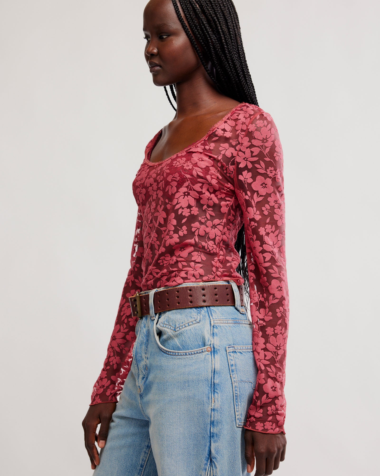 FREE PEOPLE EARLY SUNSETS LAYERING TOP - GARNET ROSE