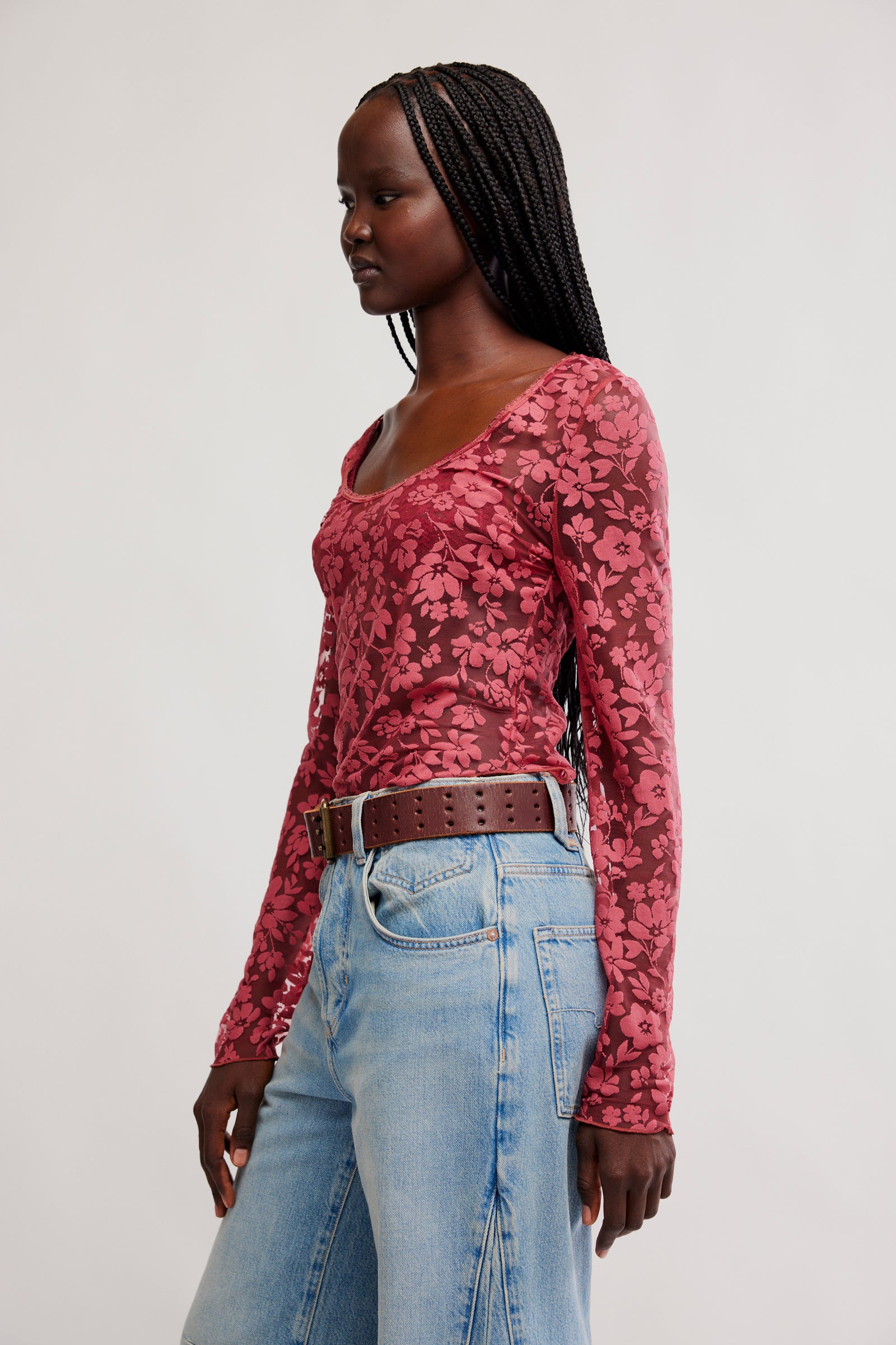 FREE PEOPLE EARLY SUNSETS LAYERING TOP - GARNET ROSE