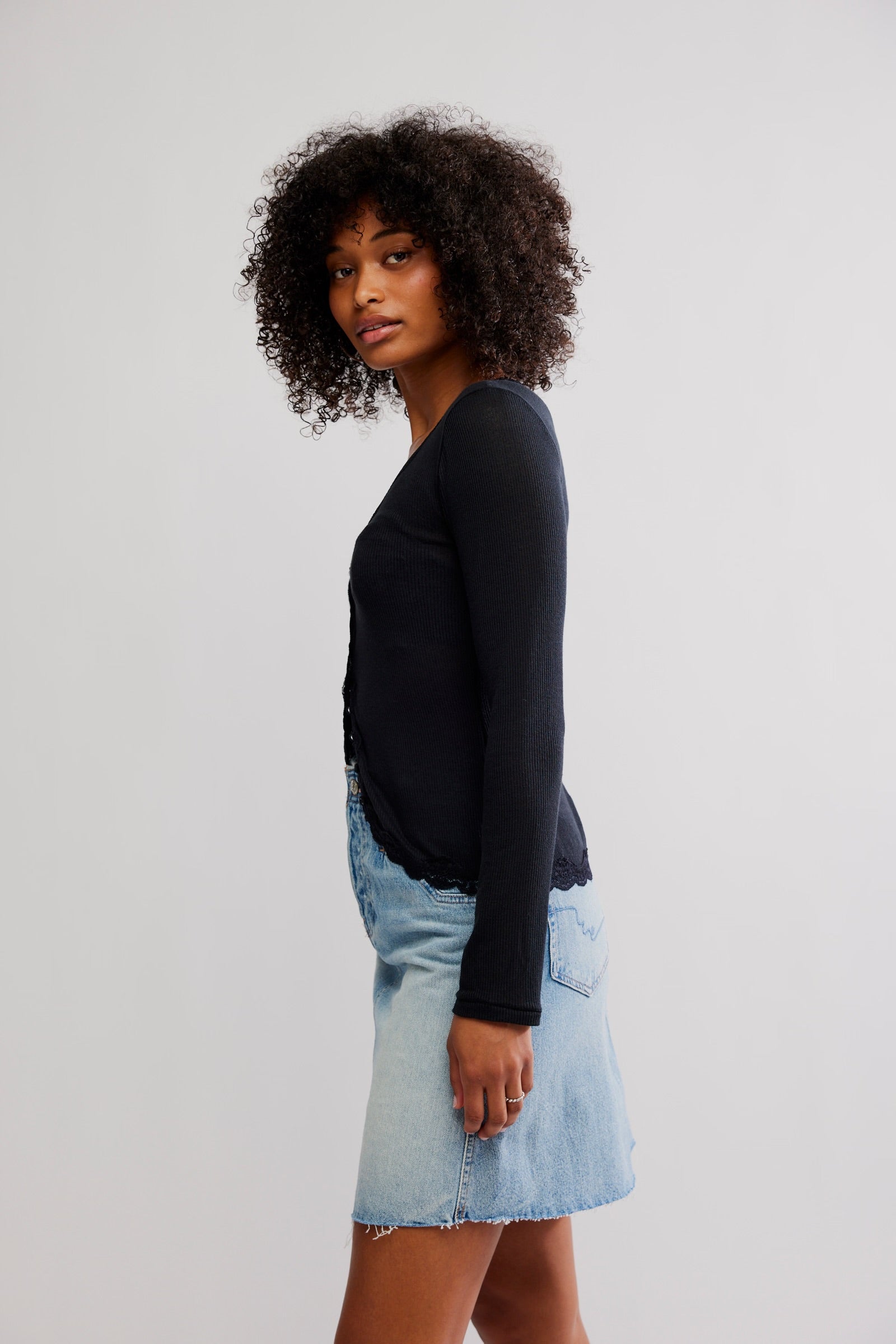 FREE PEOPLE BIG LOVE CARDI - BLACK