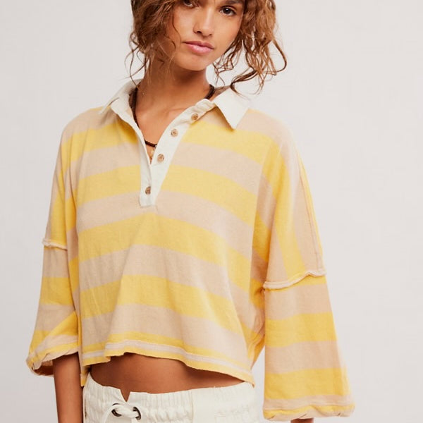 FREE PEOPLE AUGGIE TEE - OAT LATTE YELLOW
