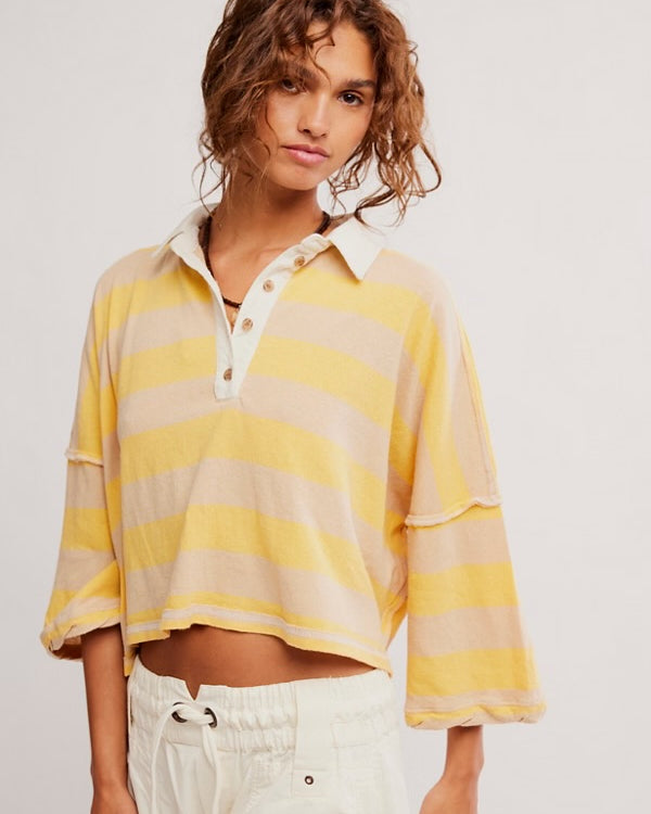 FREE PEOPLE AUGGIE TEE - OAT LATTE YELLOW