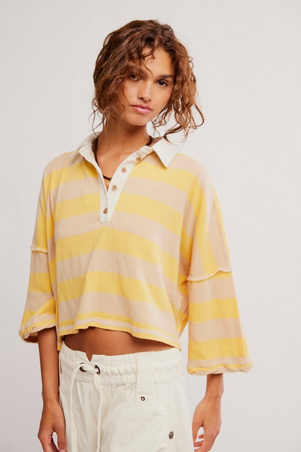 FREE PEOPLE AUGGIE TEE - OAT LATTE YELLOW