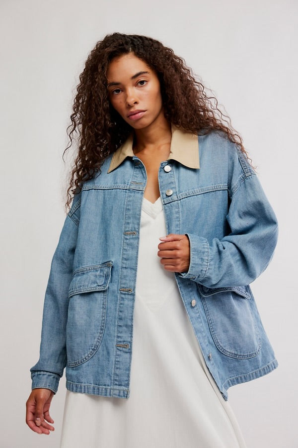 FREE PEOPLE LEMON DENIM JACKET - BERRY BLUES