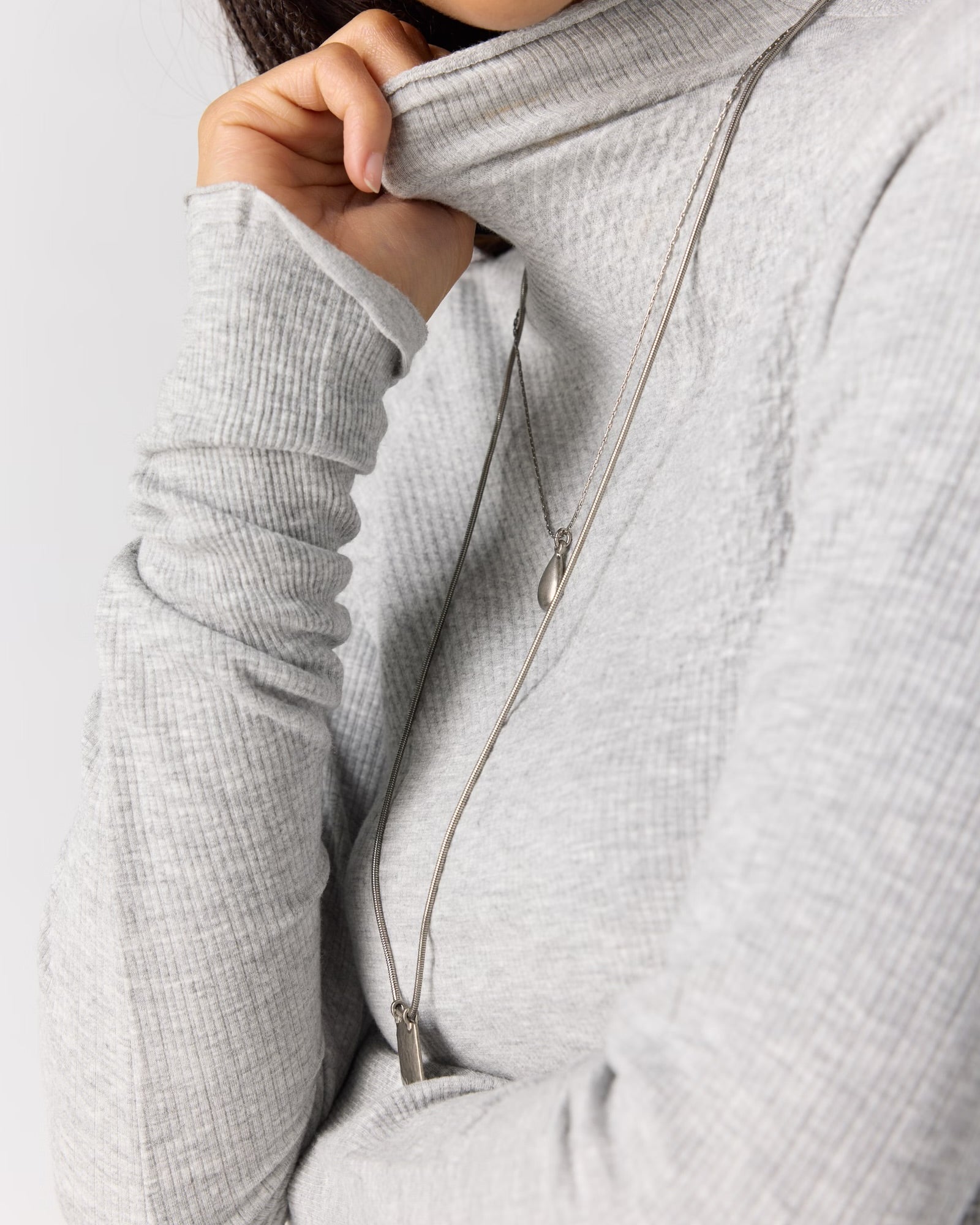 FREE PEOPLE SO SOFT SEAMLESS MOCK NECK TOP - HEATHER GREY