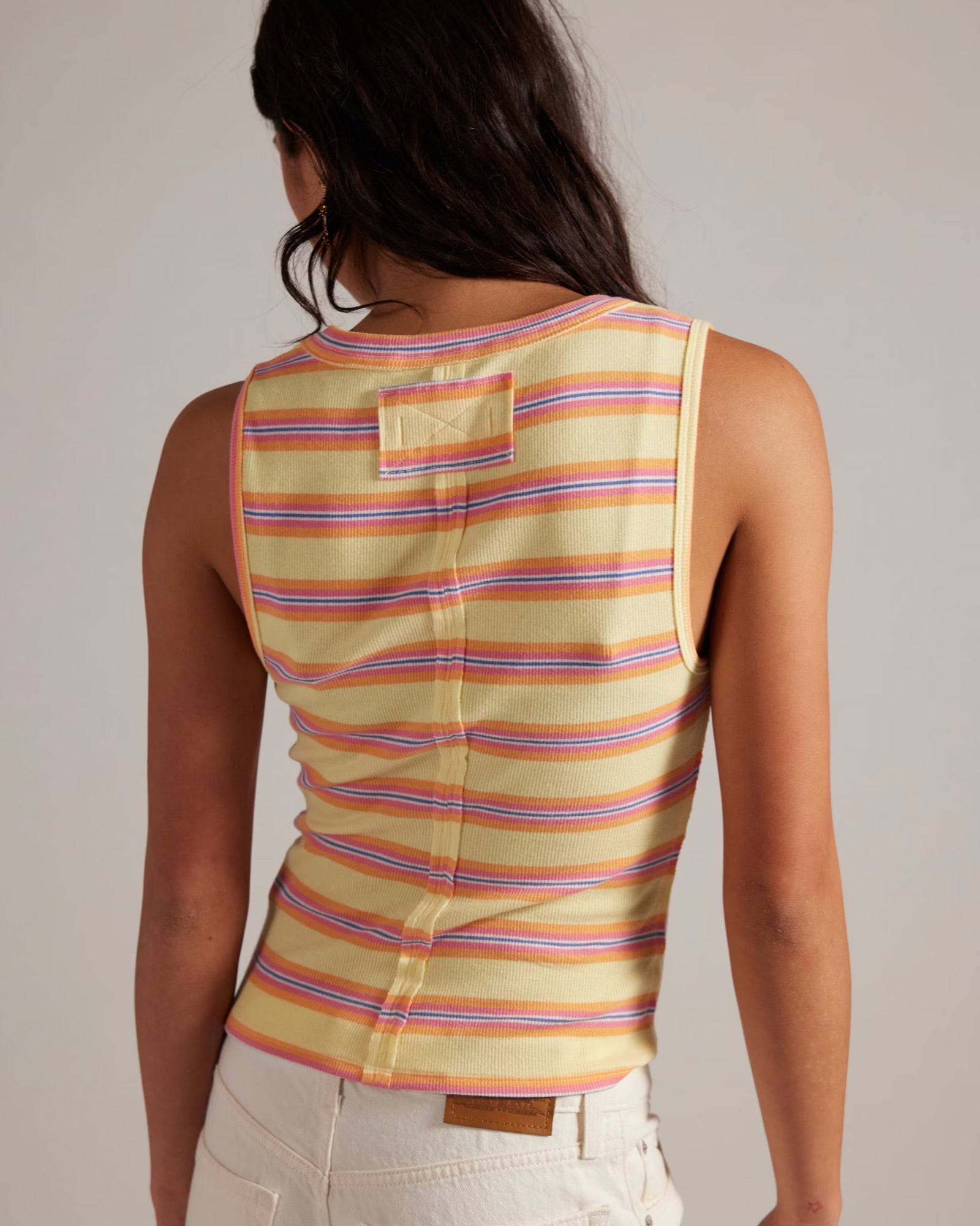 FREE PEOPLE JAMIE STRIPE HENLEY - BUTTER YELLOW COMBO