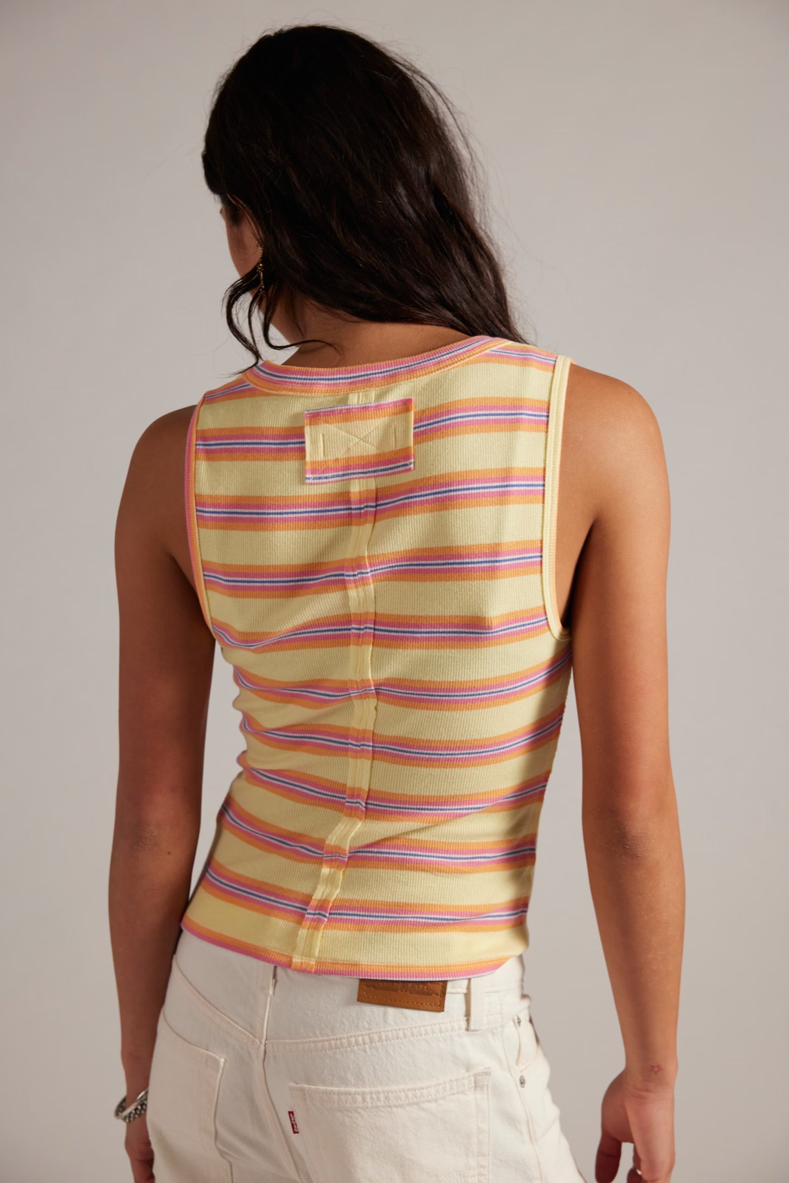 FREE PEOPLE JAMIE STRIPE HENLEY - BUTTER YELLOW COMBO