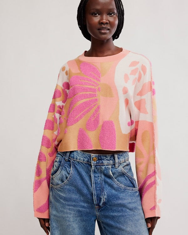 FREE PEOPLE MIA PULLOVER - CORAL KISS COMBO