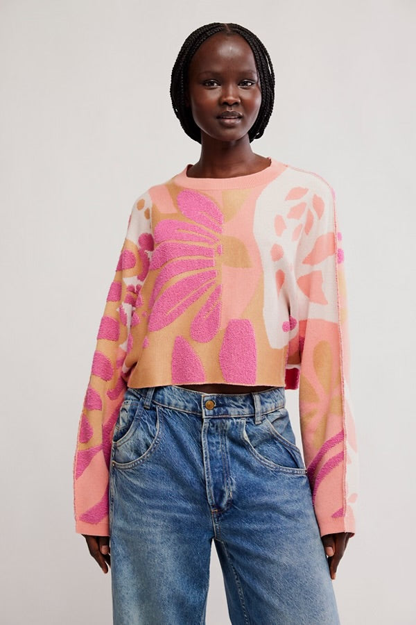 FREE PEOPLE MIA PULLOVER - CORAL KISS COMBO