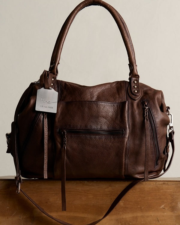 FREE PEOPLE EMERSON LEATHER TOTE - ESPRESSO