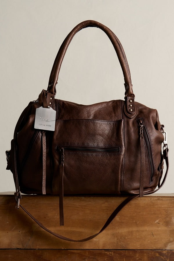 FREE PEOPLE EMERSON LEATHER TOTE - ESPRESSO