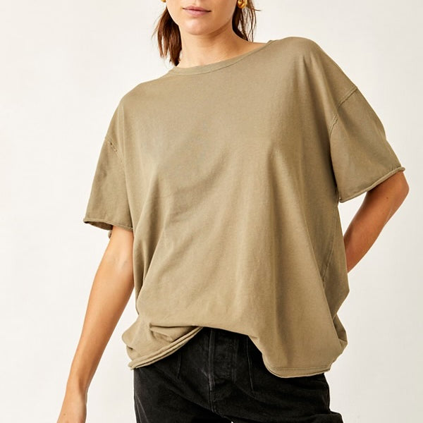 FREE PEOPLE NINA TEE - OLIVE STONE