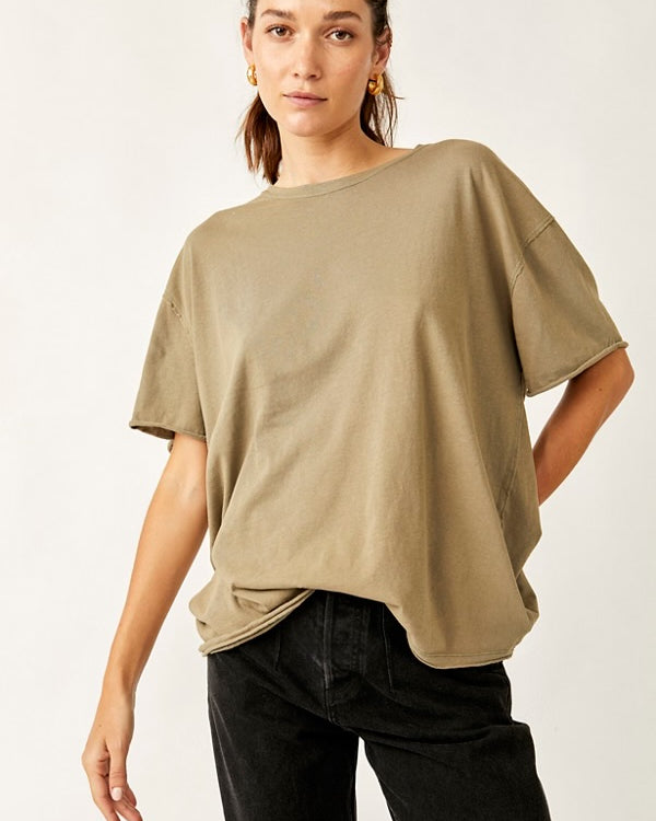 FREE PEOPLE NINA TEE - OLIVE STONE