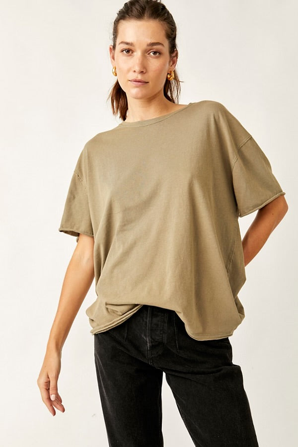 FREE PEOPLE NINA TEE - OLIVE STONE