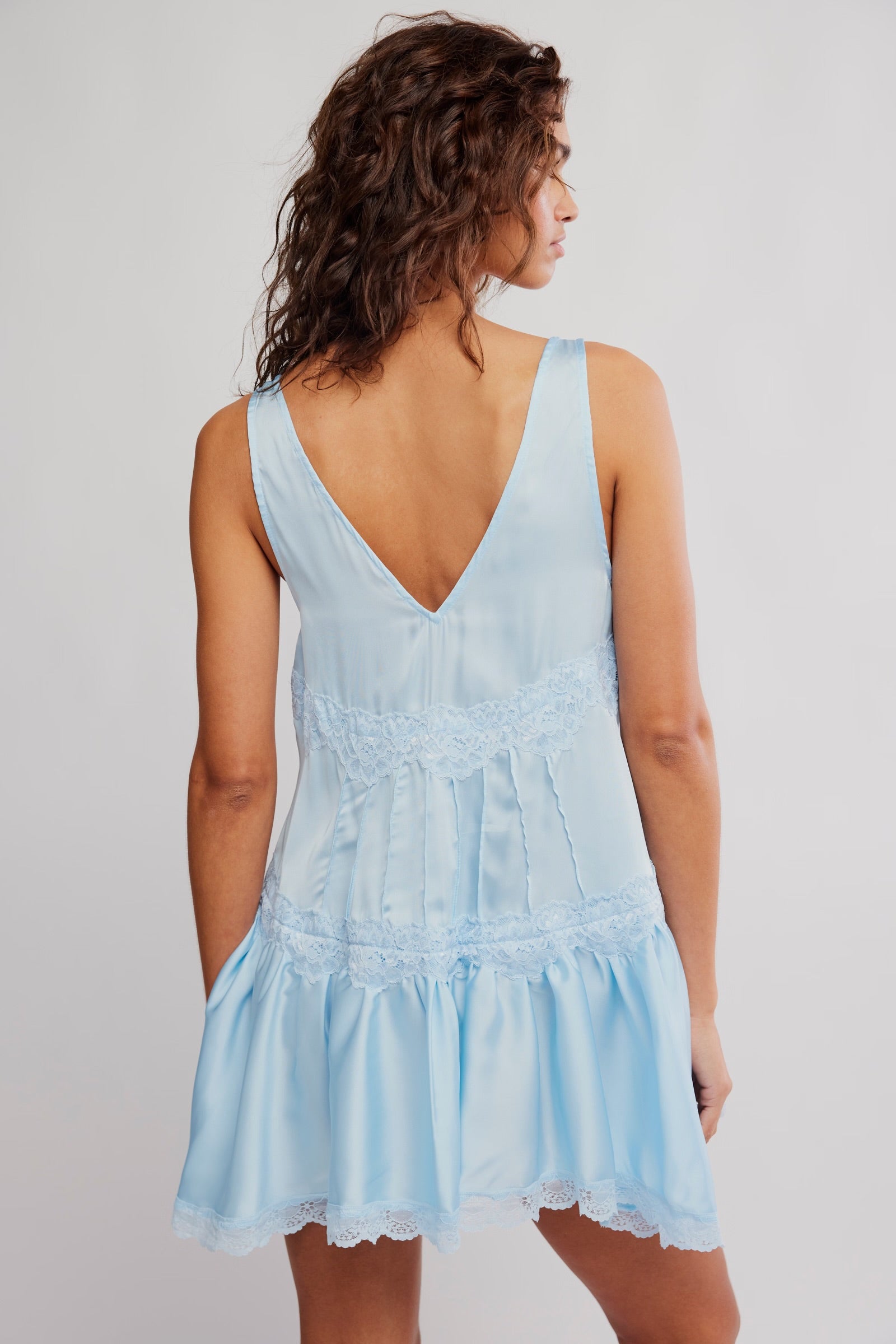 FREE PEOPLE IN THIS GROOVE SLIP DRESS - DEW SHINE