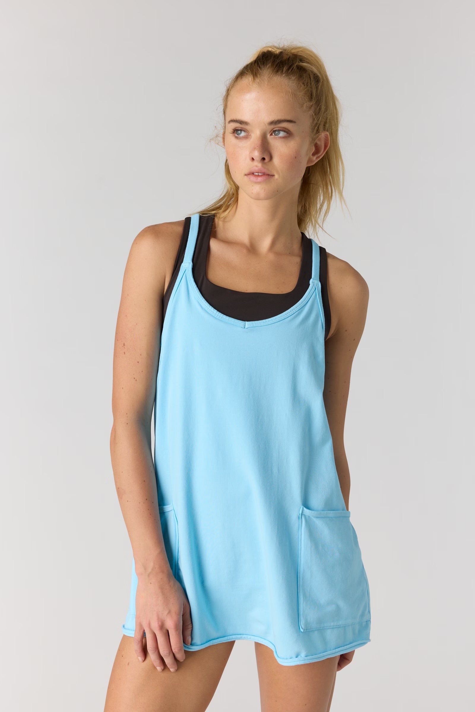 FREE PEOPLE HOT SHOT MINI DRESS - BRIGHT BLUE