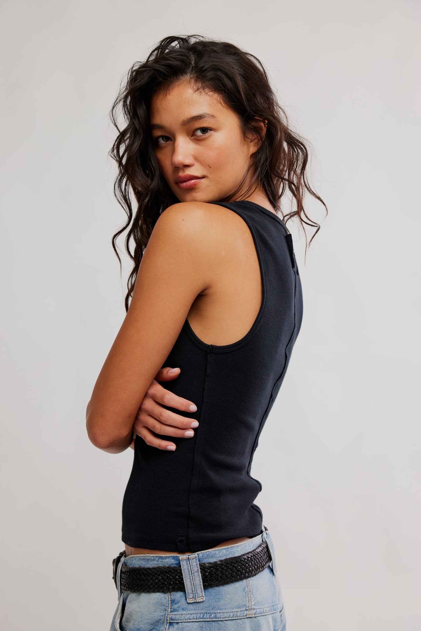 FREE PEOPLE JAMIE HENLEY TANK - BLACK