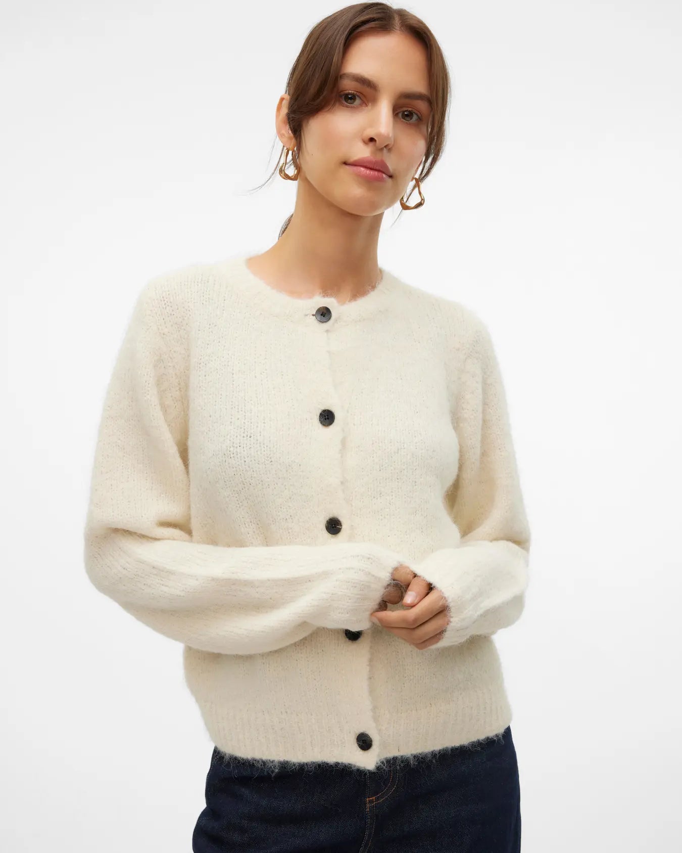 VM NOVAH O NECK CARDIGAN - BIRCH