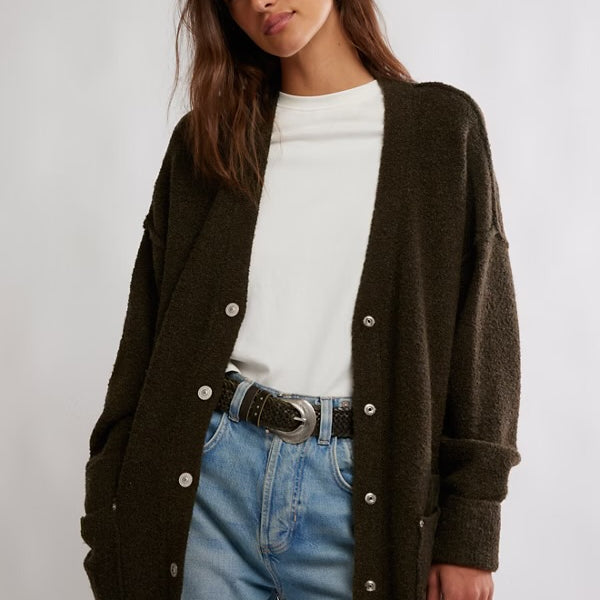 FREE PEOPLE BLAZING CARDI - DARK GREEN