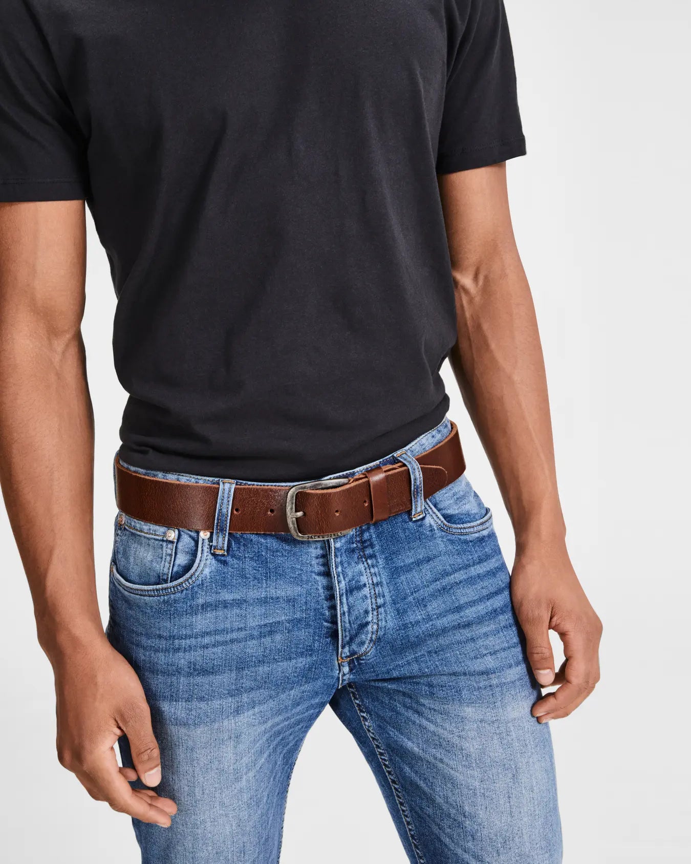 JJ PAUL LEATHER BELT - BLACK COFFEE