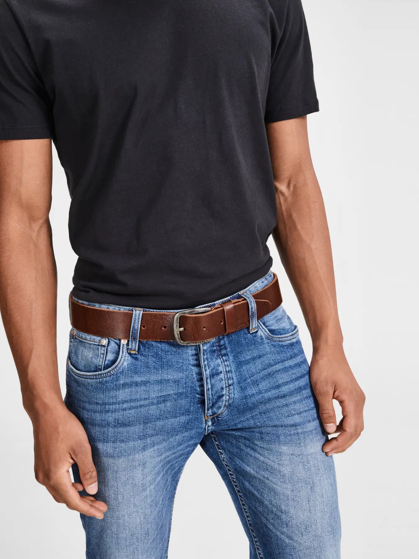 JJ PAUL LEATHER BELT - BLACK COFFEE