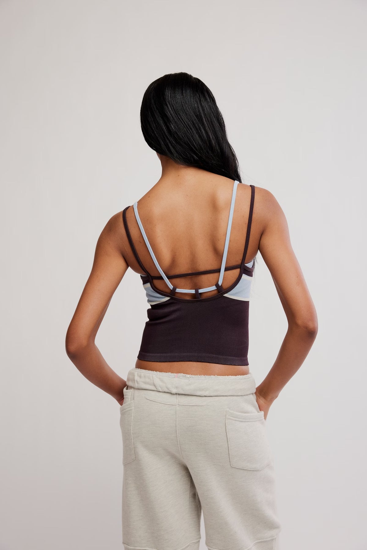FREE PEOPLE ALL CLEAR COASTLINE CAMI - CHOCOLATE COMBO