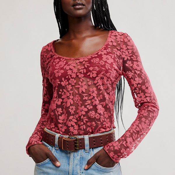 FREE PEOPLE EARLY SUNSETS LAYERING TOP - GARNET ROSE