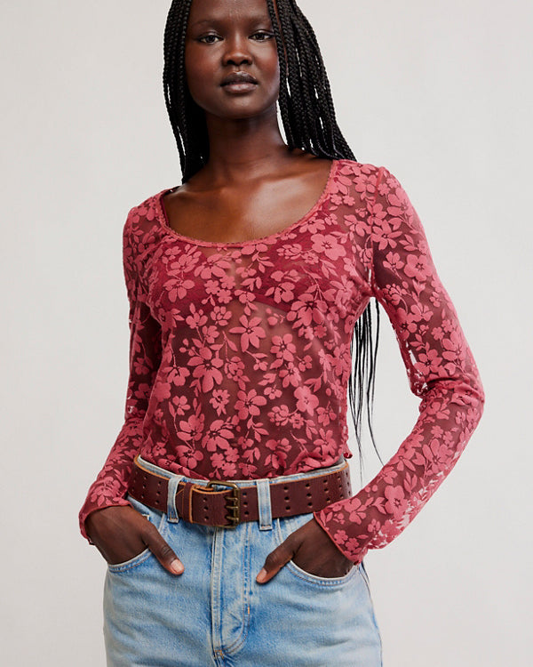 FREE PEOPLE EARLY SUNSETS LAYERING TOP - GARNET ROSE