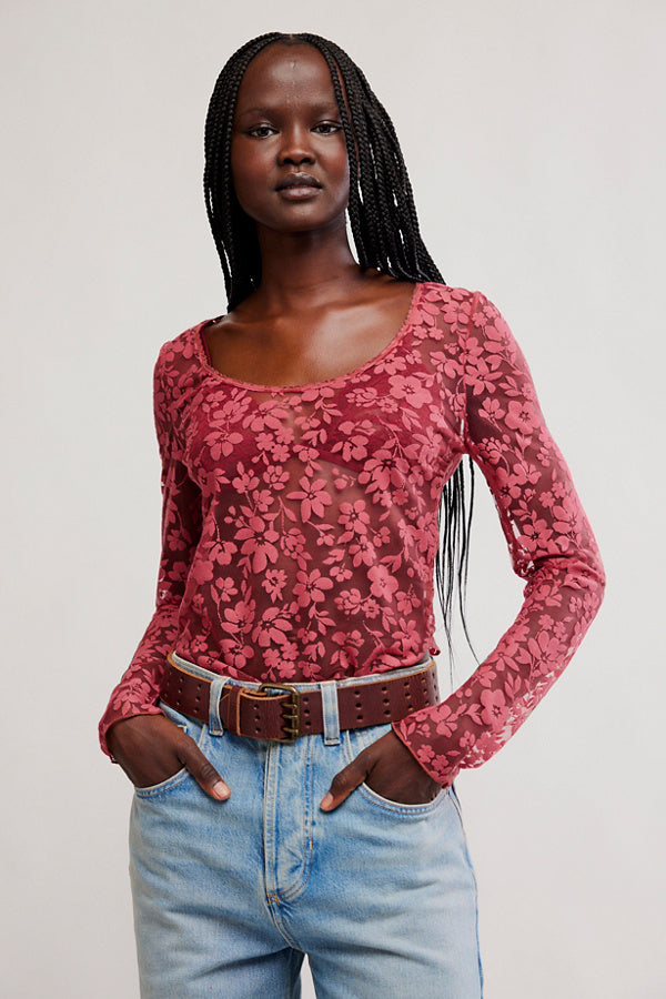 FREE PEOPLE EARLY SUNSETS LAYERING TOP - GARNET ROSE