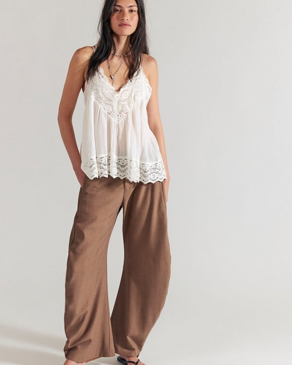 FREE PEOPLE SPOTLIGHT WASHED TROUSER - BROWN