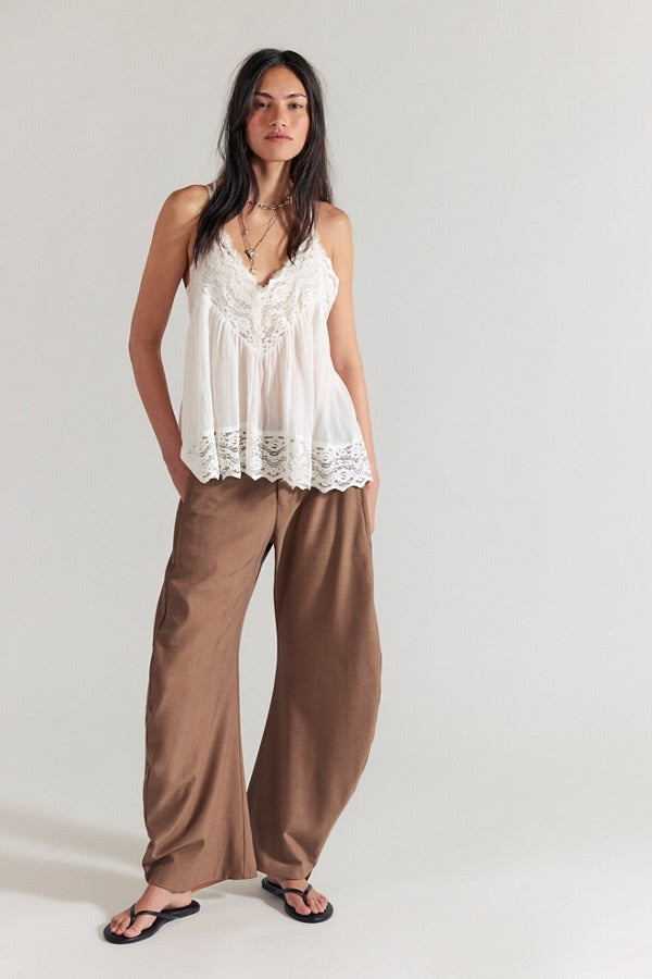 FREE PEOPLE SPOTLIGHT WASHED TROUSER - BROWN