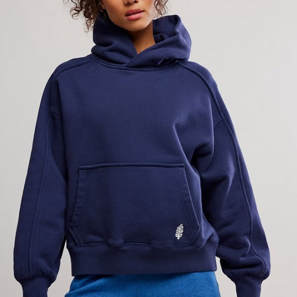 FREE PEOPLE A CUT ABOVE HOODIE - MIDNIGHT NAVY