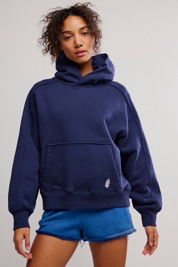 FREE PEOPLE A CUT ABOVE HOODIE - MIDNIGHT NAVY