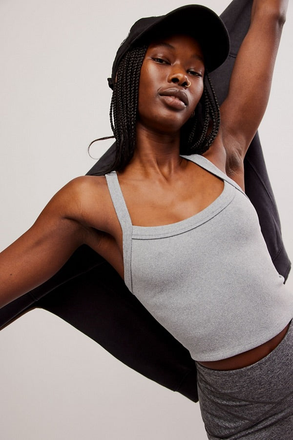 FREE PEOPLE ALL CLEAR SOLID CAMI - HEATHER GREY