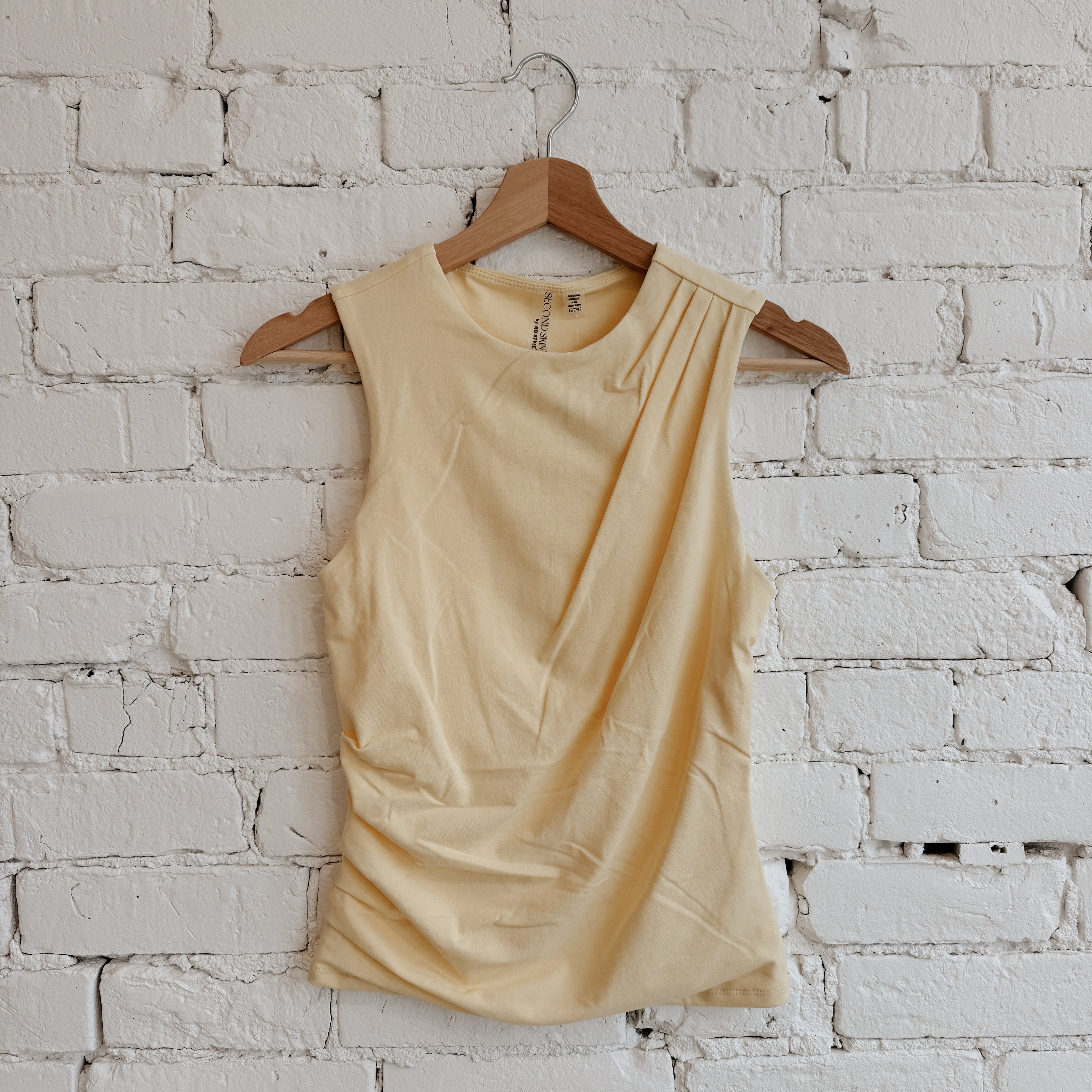 COTTON CORE RURI DRAPED TANK - DOUBLE CREAM