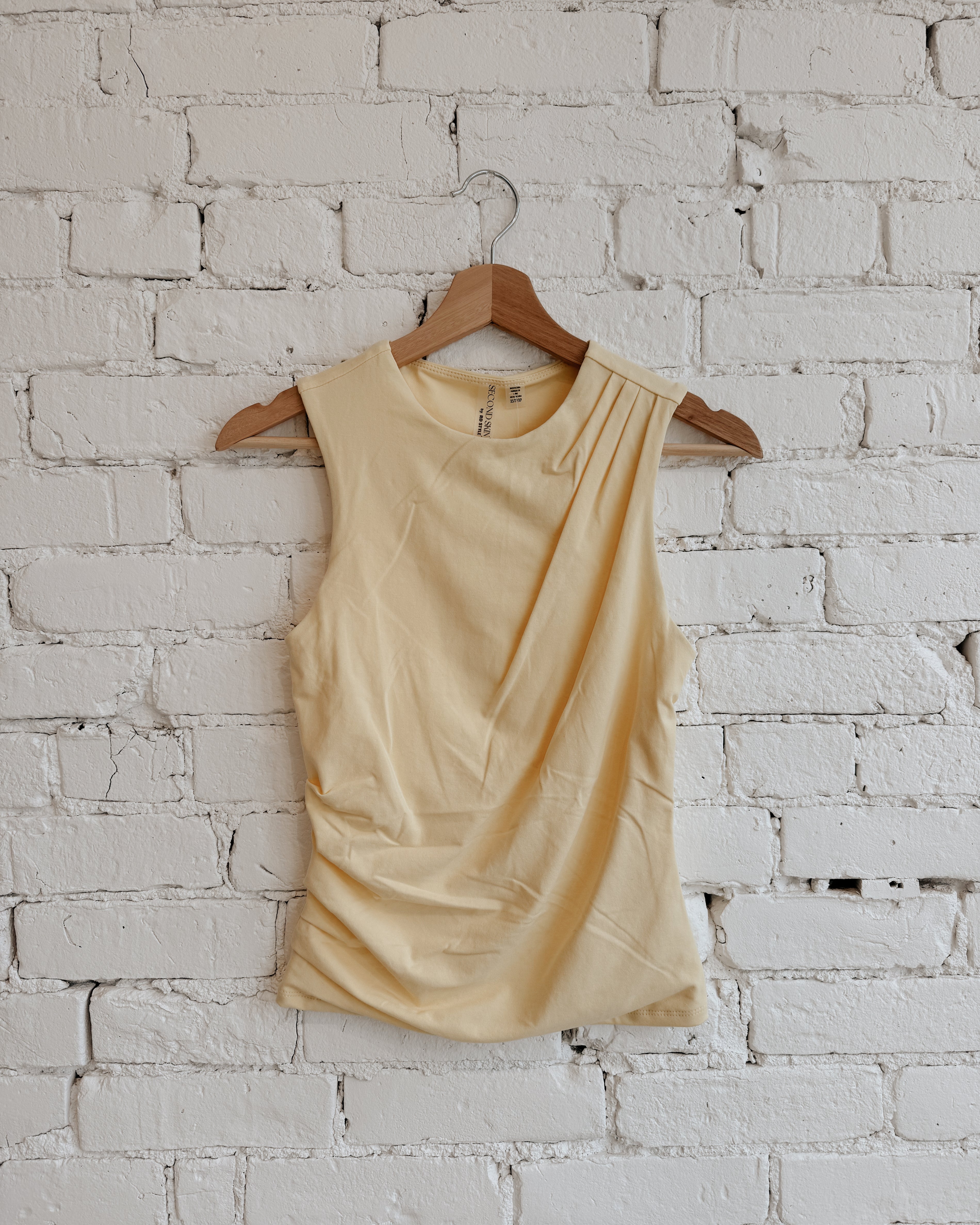 COTTON CORE RURI DRAPED TANK - DOUBLE CREAM