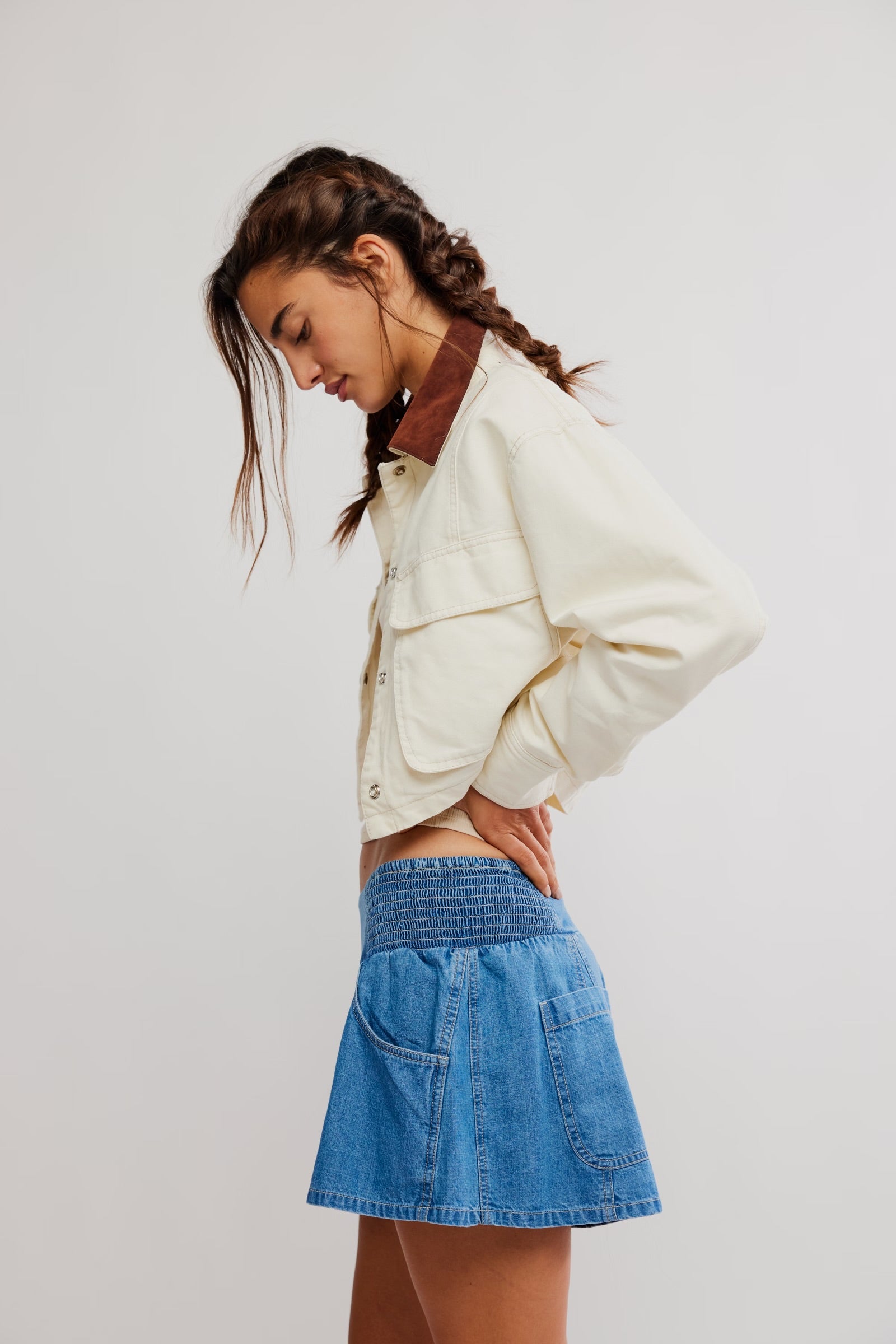 FREE PEOPLE LUNA PULL ON SHORT - SOLIE BLUE