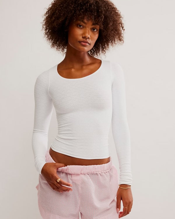FREE PEOPLE LOVE LETTER LONG SLEEVE - WHITE