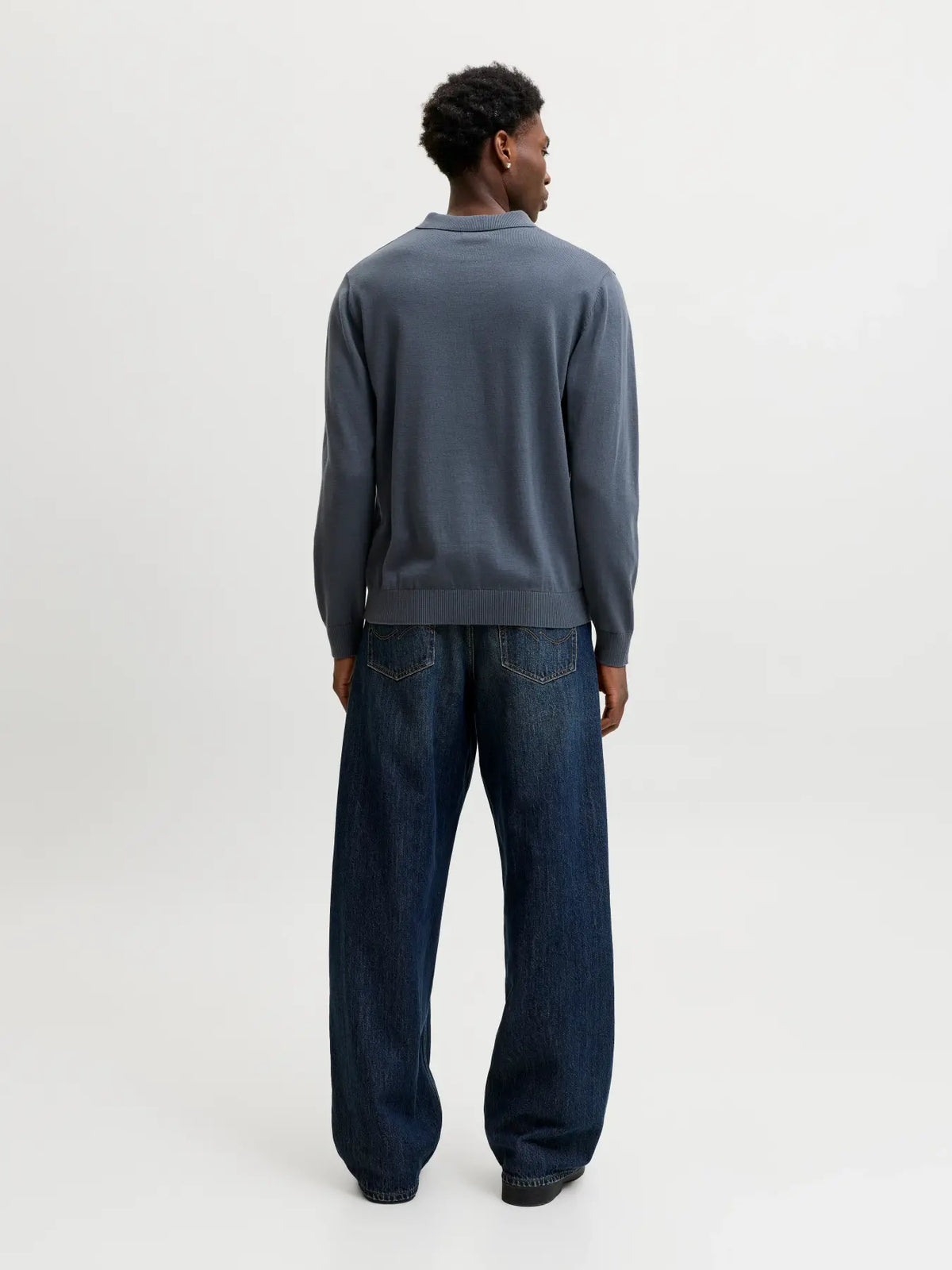 JJ BASIC KNIT LS POLO - TURBULENCE