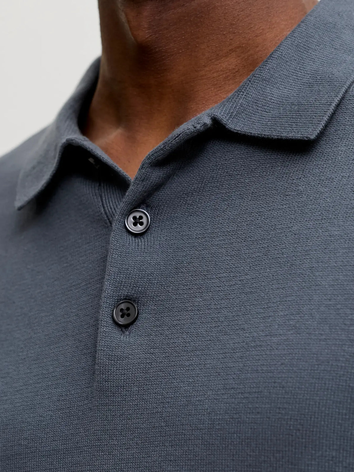 JJ BASIC KNIT LS POLO - TURBULENCE