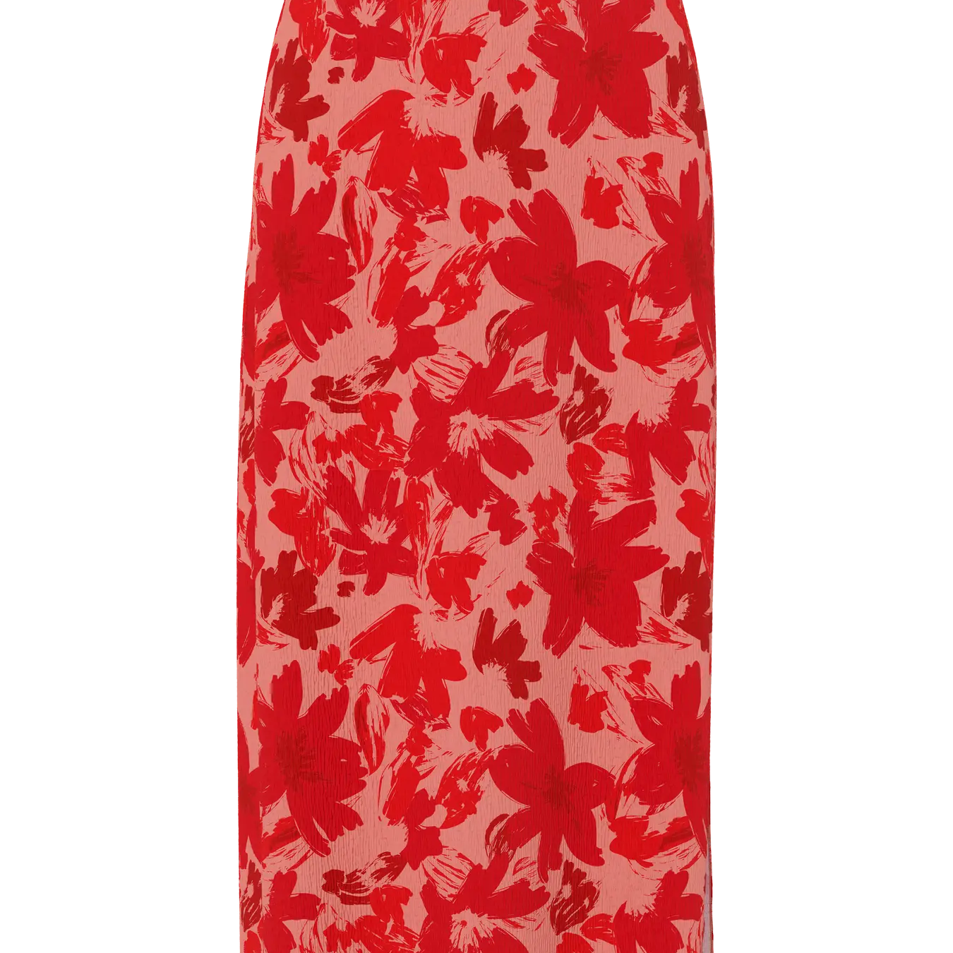 PIECES FLORA PRINTED MIDI SKIRT - RED
