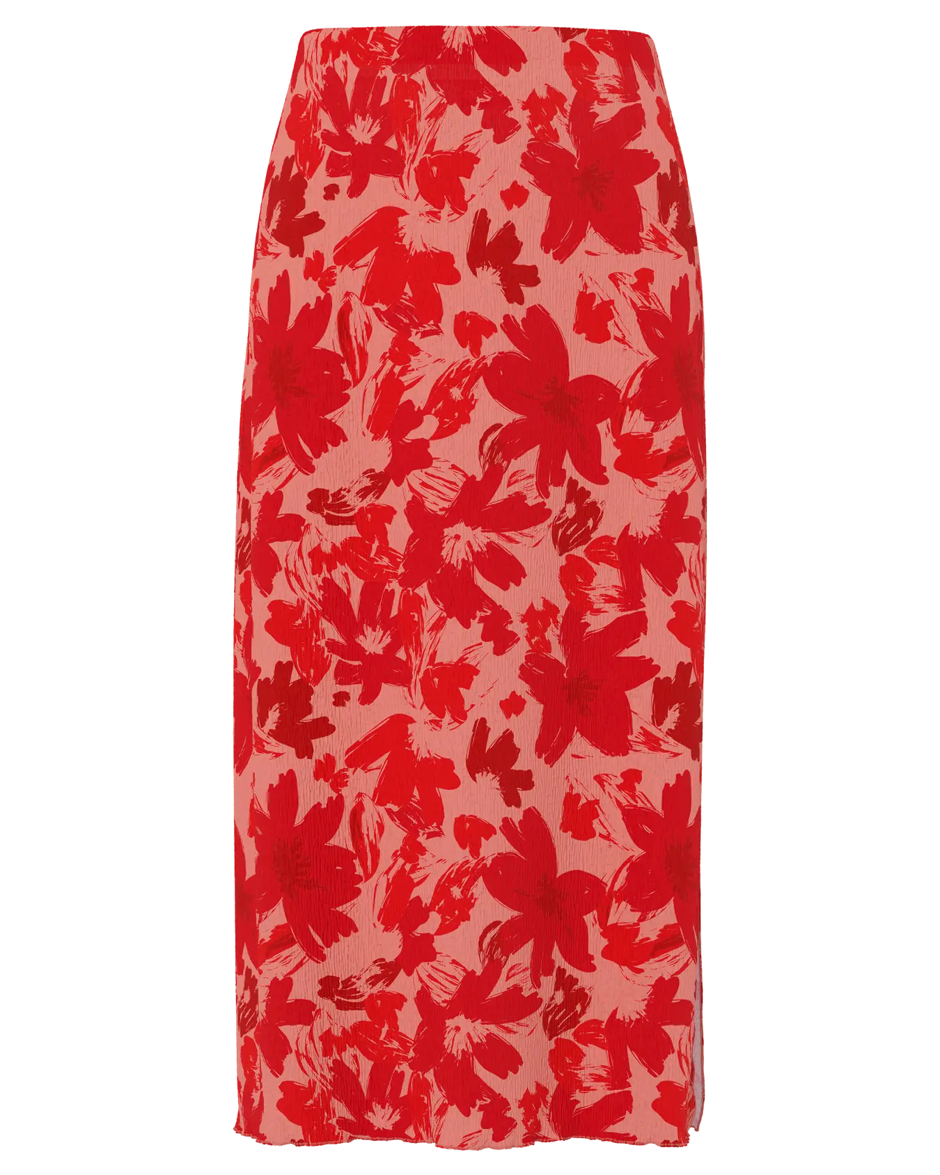 PIECES FLORA PRINTED MIDI SKIRT - RED