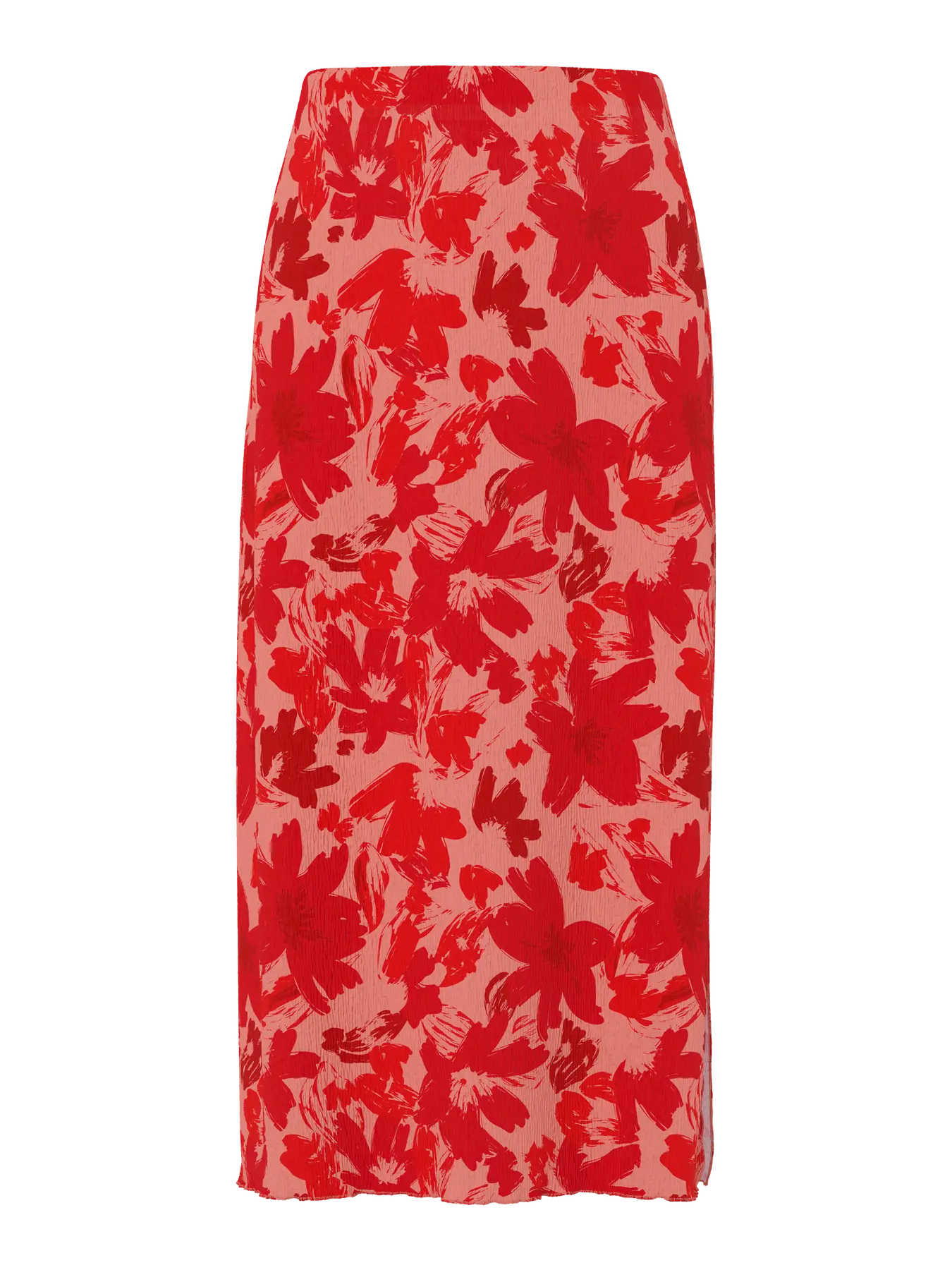 PIECES FLORA PRINTED MIDI SKIRT - RED