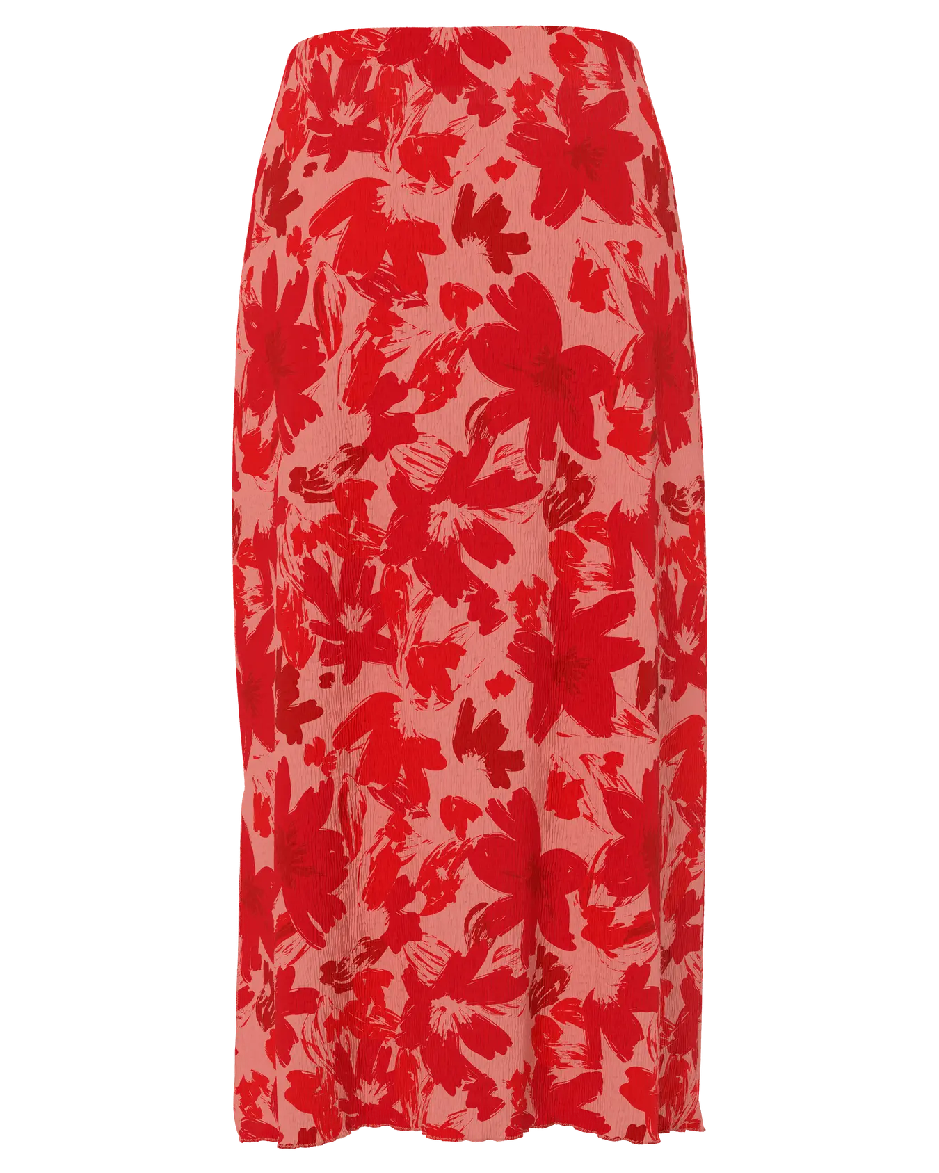 PIECES FLORA PRINTED MIDI SKIRT - RED