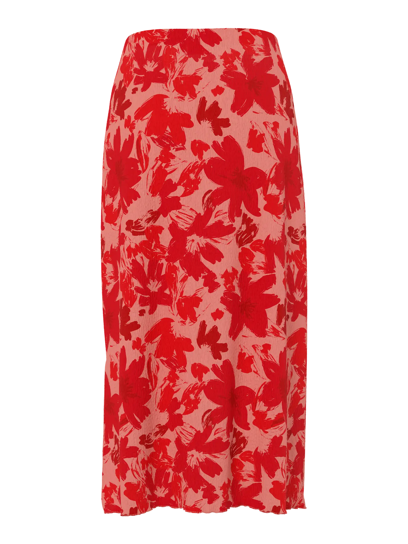 PIECES FLORA PRINTED MIDI SKIRT - RED